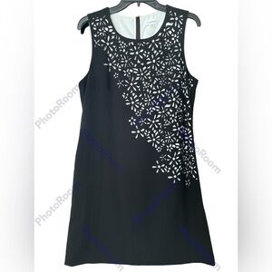 Calvin Klein Black Sleeveless Laser Cut Flowers Dress size 12 NWOT